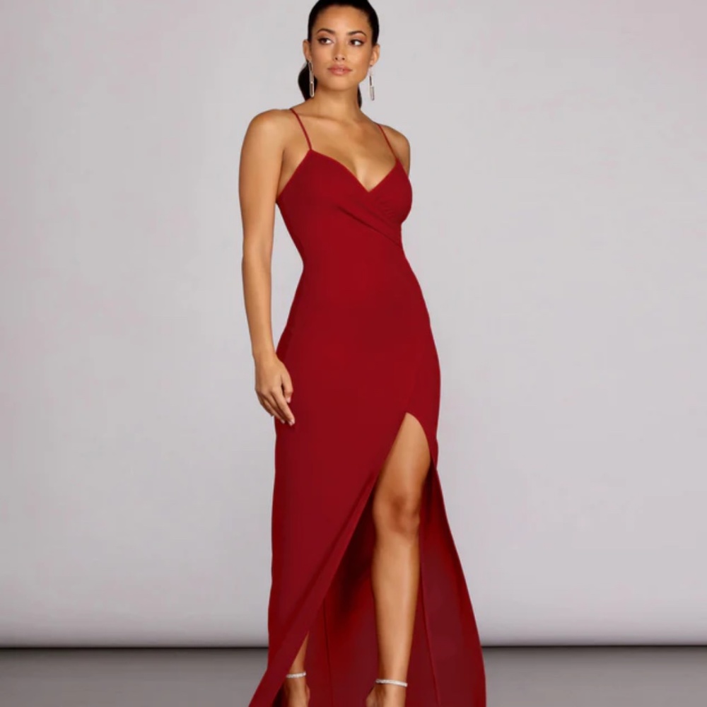 Spaghetti Strap Red Maxi Dress